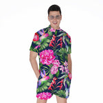 Hawaiian Tropical Birds Pattern Print Men's Rompers