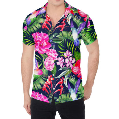 Hawaiian Tropical Birds Pattern Print Men's Shirt