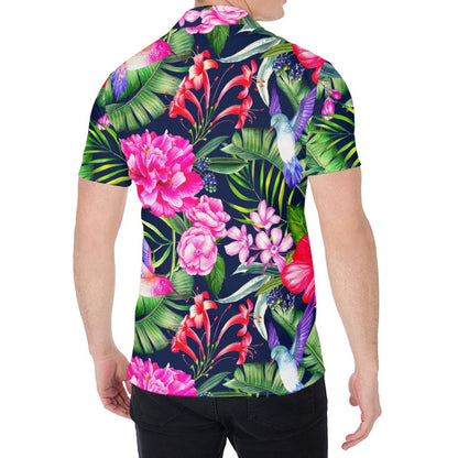Hawaiian Tropical Birds Pattern Print Men's Shirt