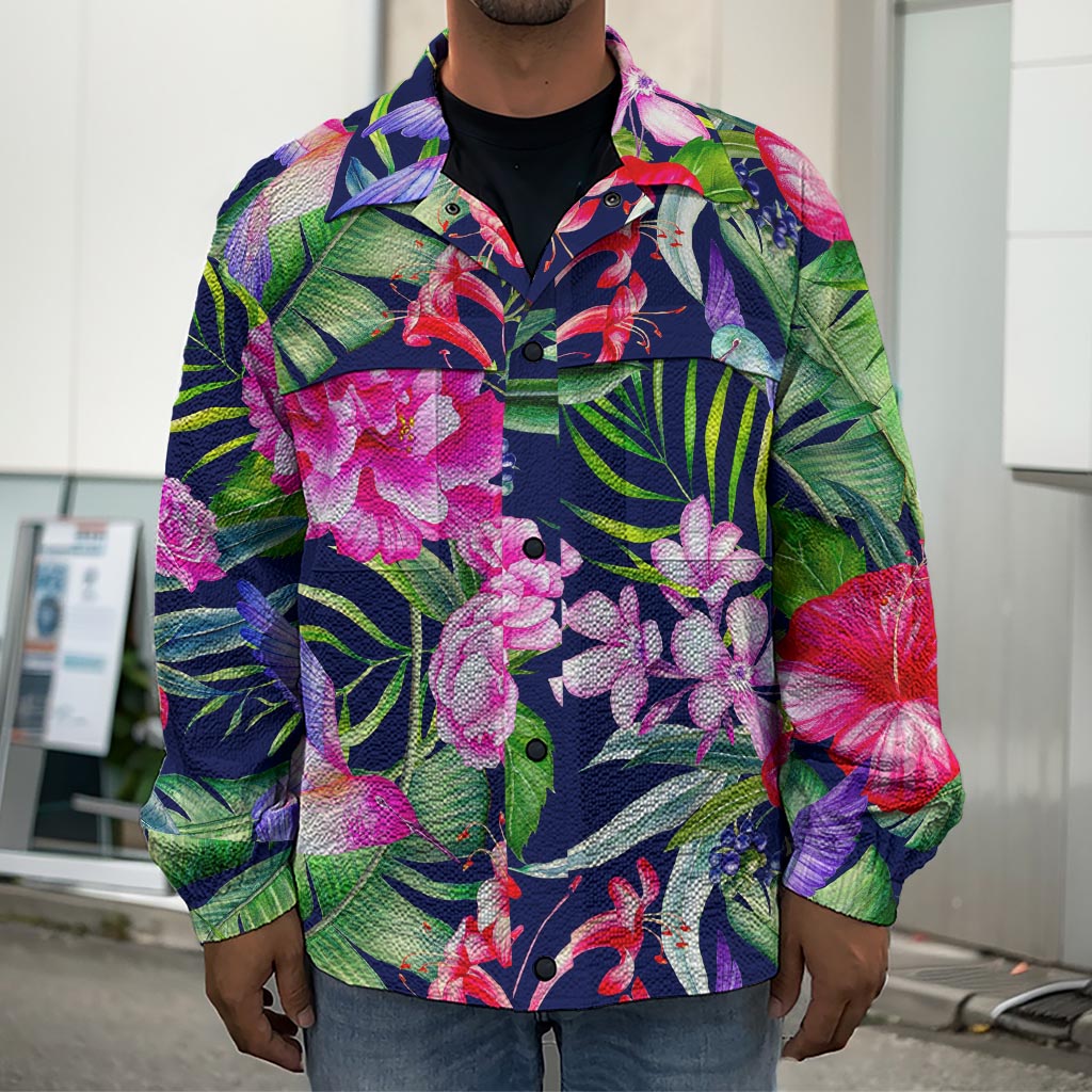 Hawaiian Tropical Birds Pattern Print Men's Shirt Jacket
