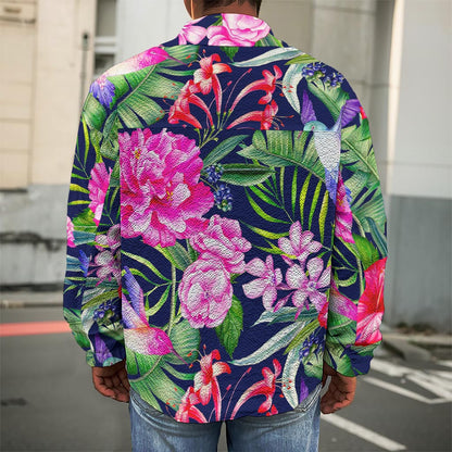 Hawaiian Tropical Birds Pattern Print Men's Shirt Jacket