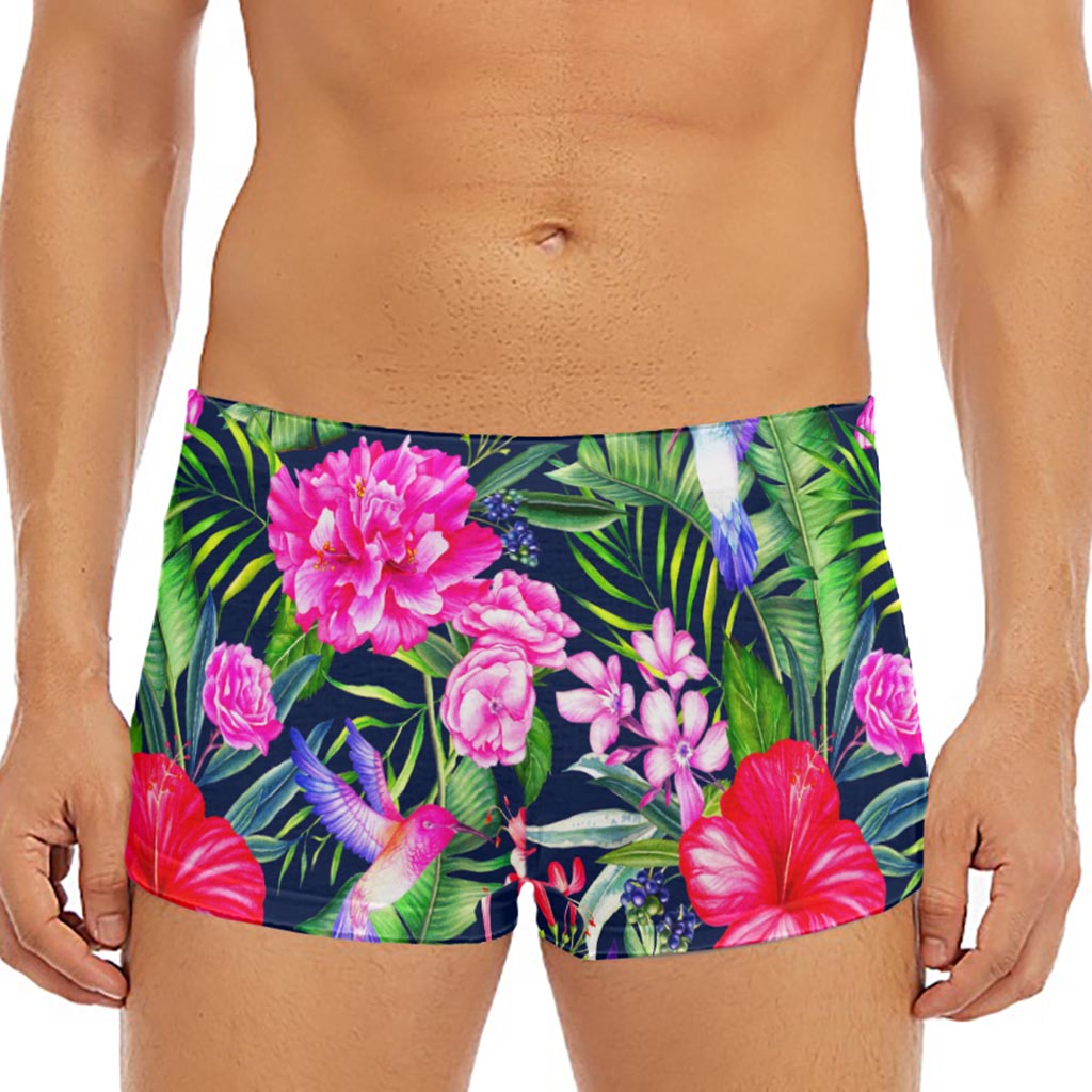 Hawaiian Tropical Birds Pattern Print Men's Short Boxer Briefs