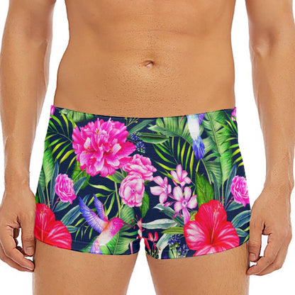 Hawaiian Tropical Birds Pattern Print Men's Short Boxer Briefs