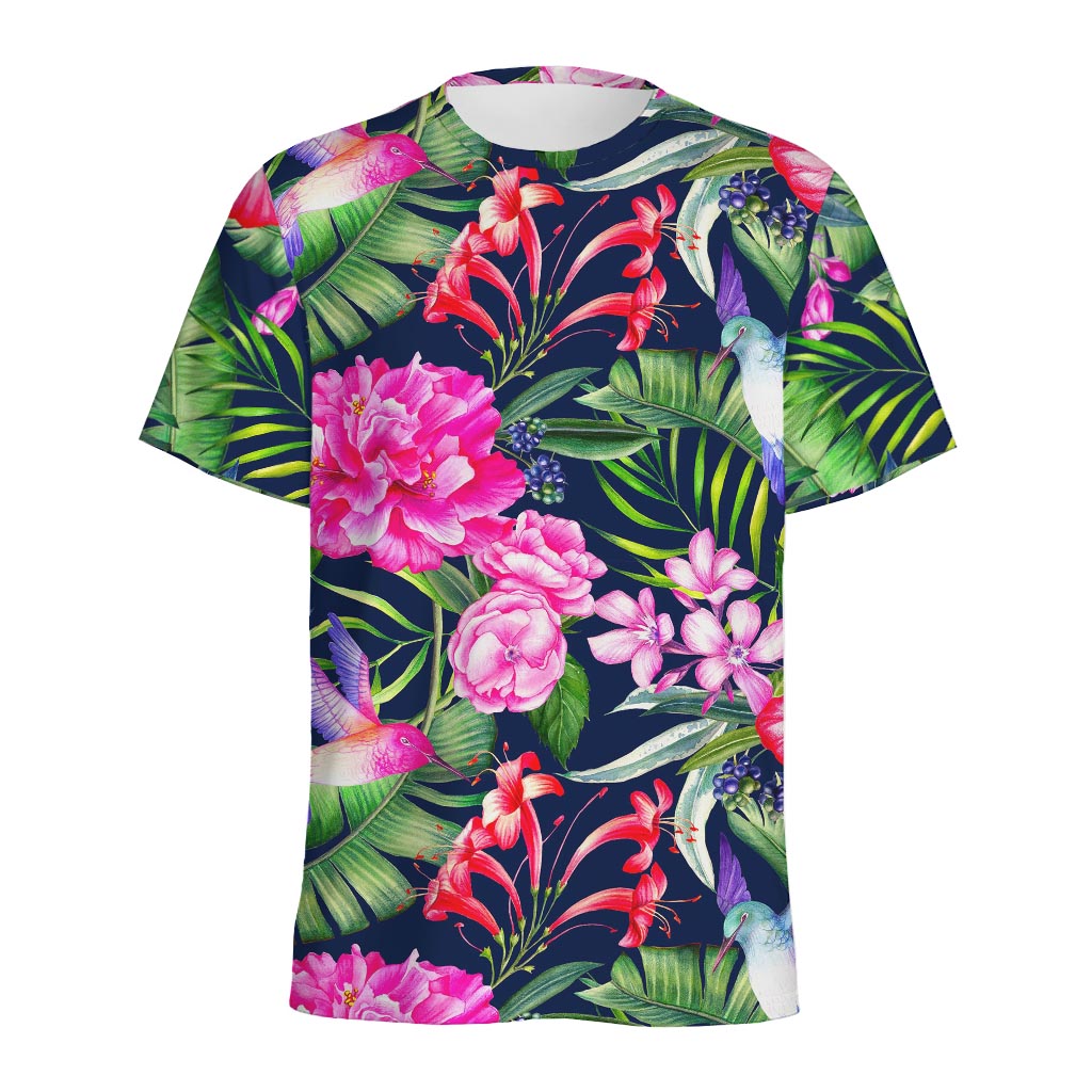 Hawaiian Tropical Birds Pattern Print Men's Sports T-Shirt
