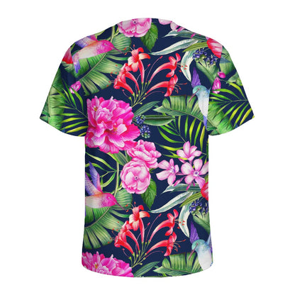 Hawaiian Tropical Birds Pattern Print Men's Sports T-Shirt