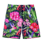 Hawaiian Tropical Birds Pattern Print Men's Swim Trunks
