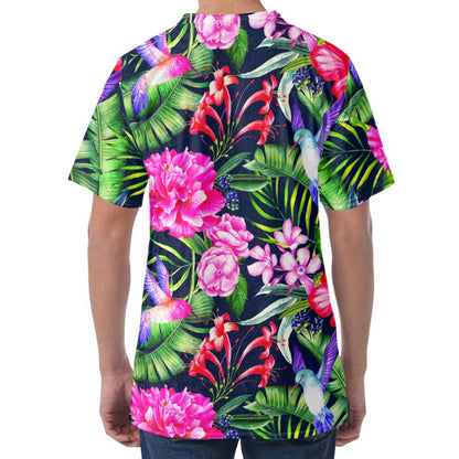 Hawaiian Tropical Birds Pattern Print Men's Velvet T-Shirt