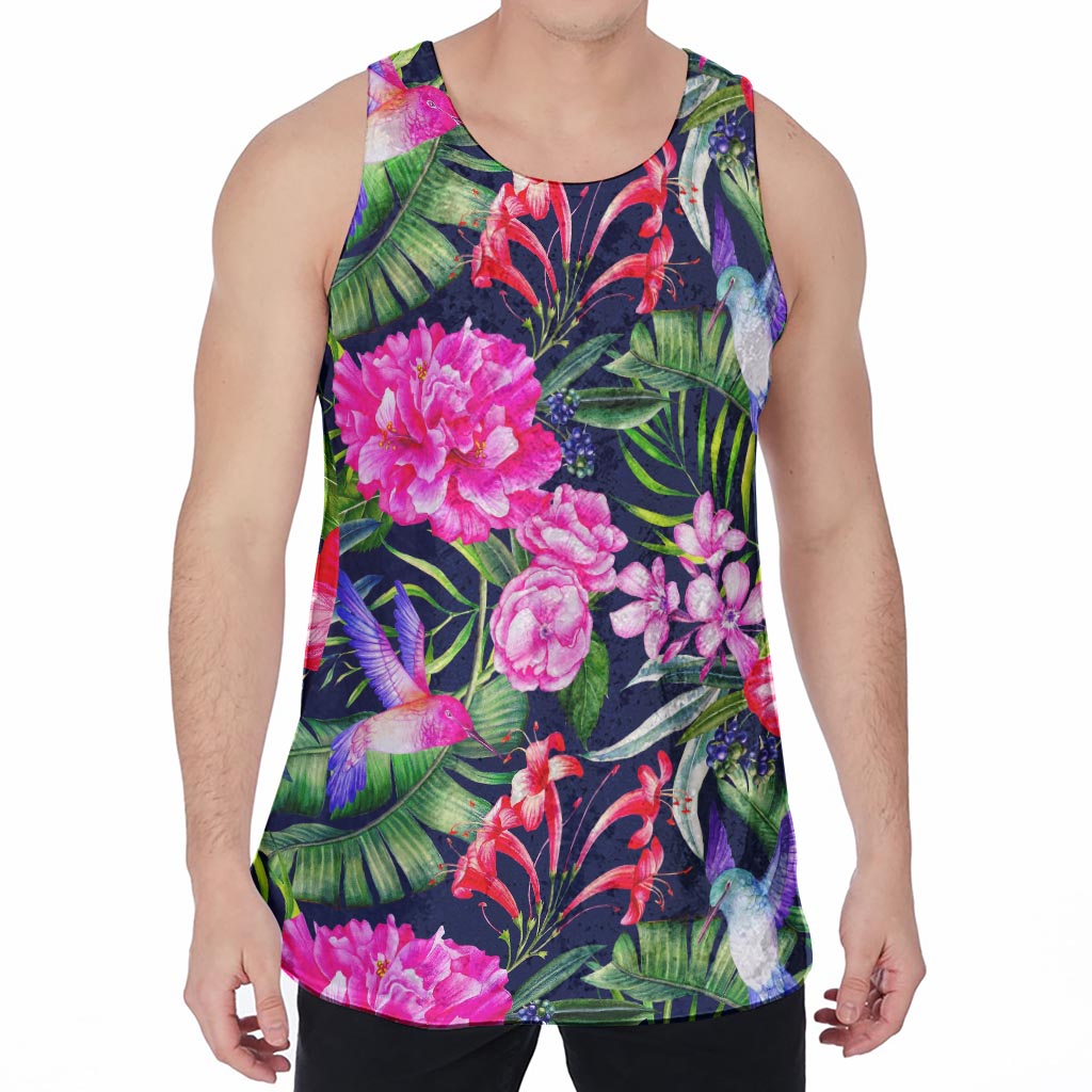 Hawaiian Tropical Birds Pattern Print Men's Velvet Tank Top