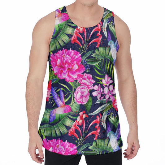 Hawaiian Tropical Birds Pattern Print Men's Velvet Tank Top