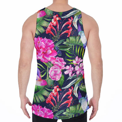 Hawaiian Tropical Birds Pattern Print Men's Velvet Tank Top