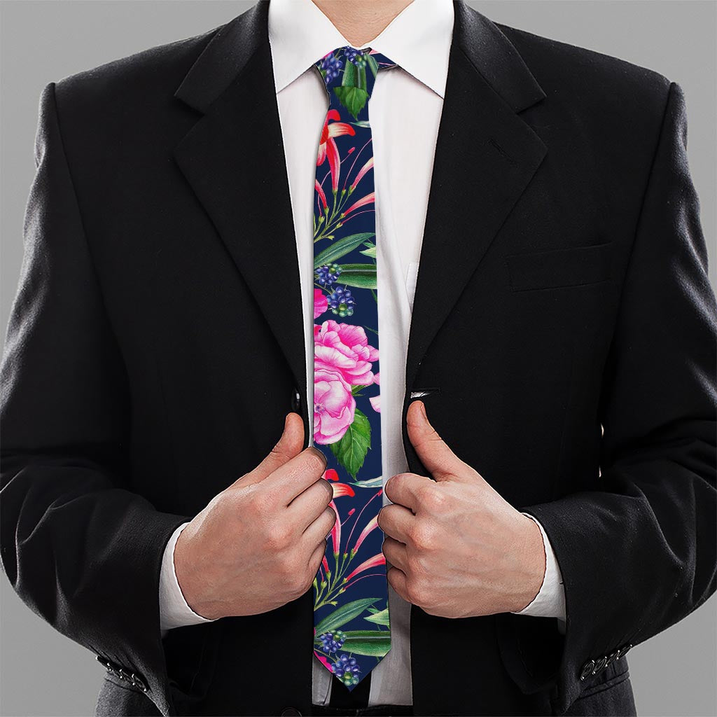 Hawaiian Tropical Birds Pattern Print Necktie