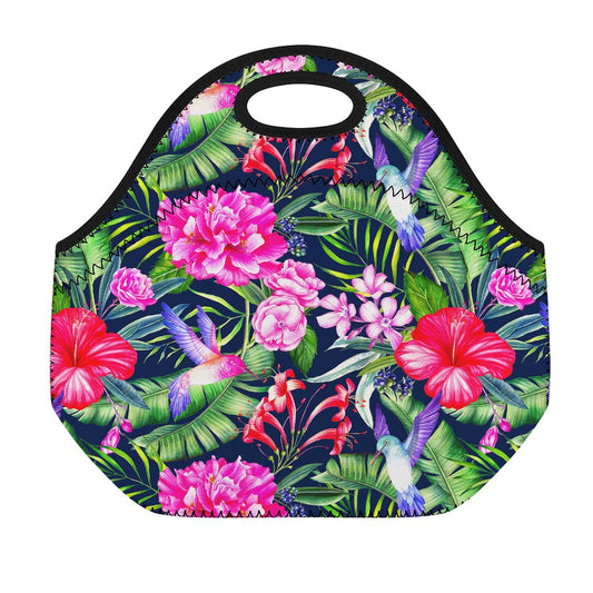 Hawaiian Tropical Birds Pattern Print Neoprene Lunch Bag