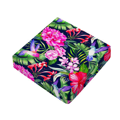 Hawaiian Tropical Birds Pattern Print Outdoor Seat Cushion Cover