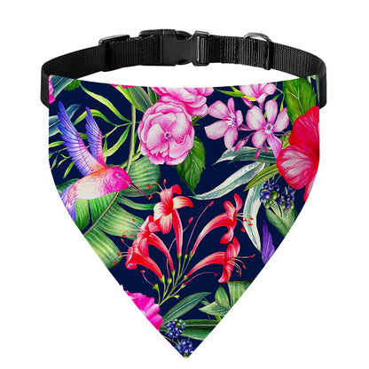 Hawaiian Tropical Birds Pattern Print Over The Collar Dog Bandana