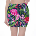 Hawaiian Tropical Birds Pattern Print Pencil Mini Skirt