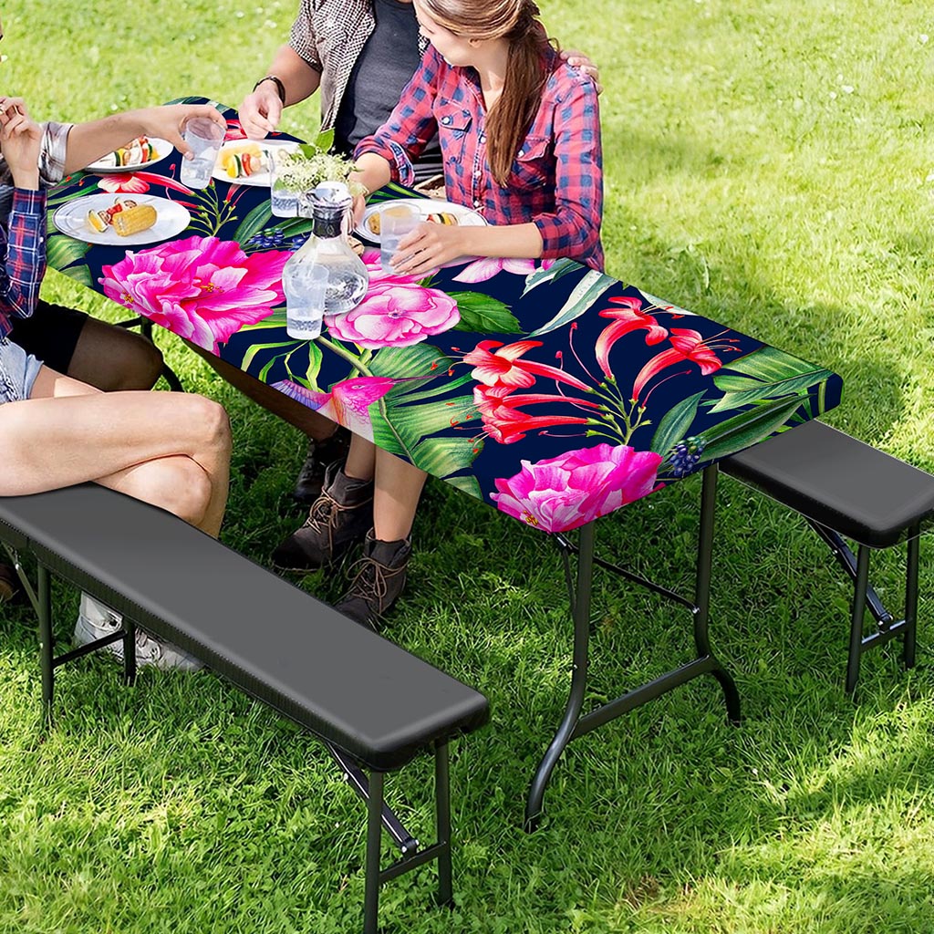Hawaiian Tropical Birds Pattern Print Picnic Table Cover