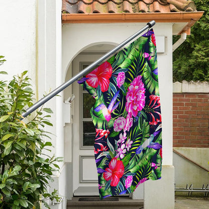 Hawaiian Tropical Birds Pattern Print Polyester Flag