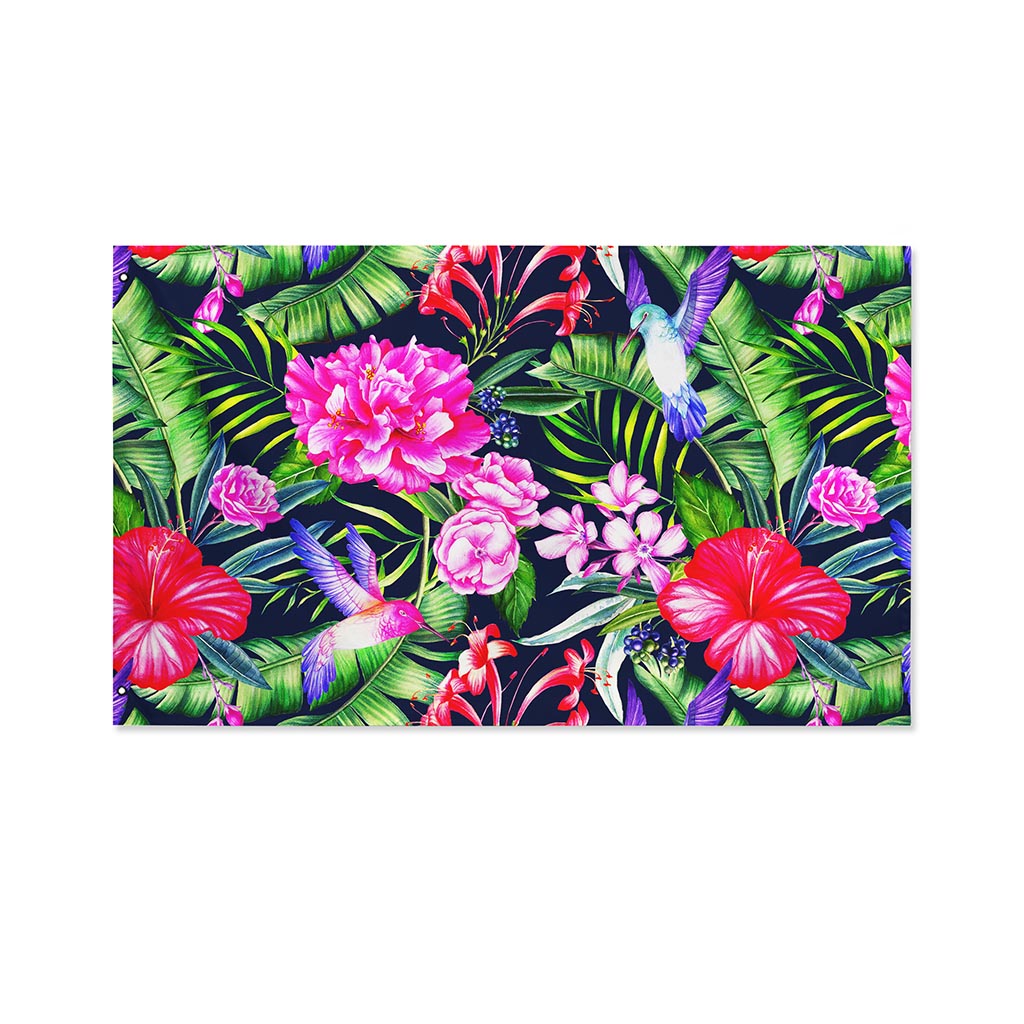 Hawaiian Tropical Birds Pattern Print Polyester Flag