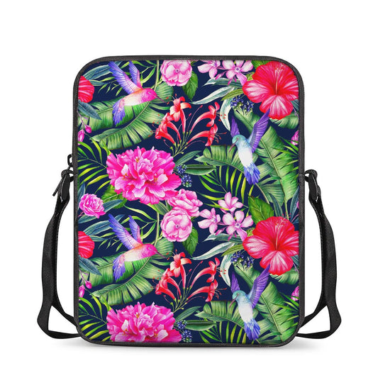 Hawaiian Tropical Birds Pattern Print Rectangular Crossbody Bag