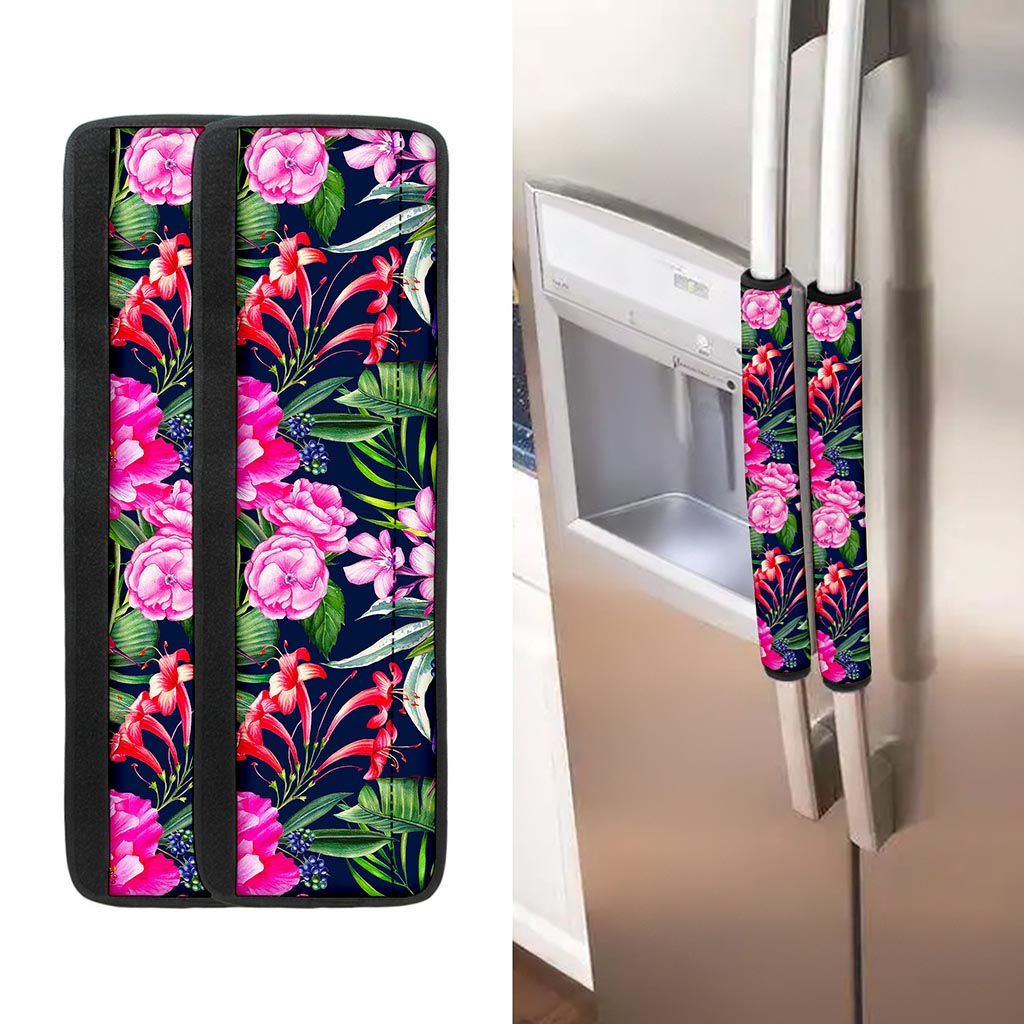 Hawaiian Tropical Birds Pattern Print Refrigerator Handle Covers