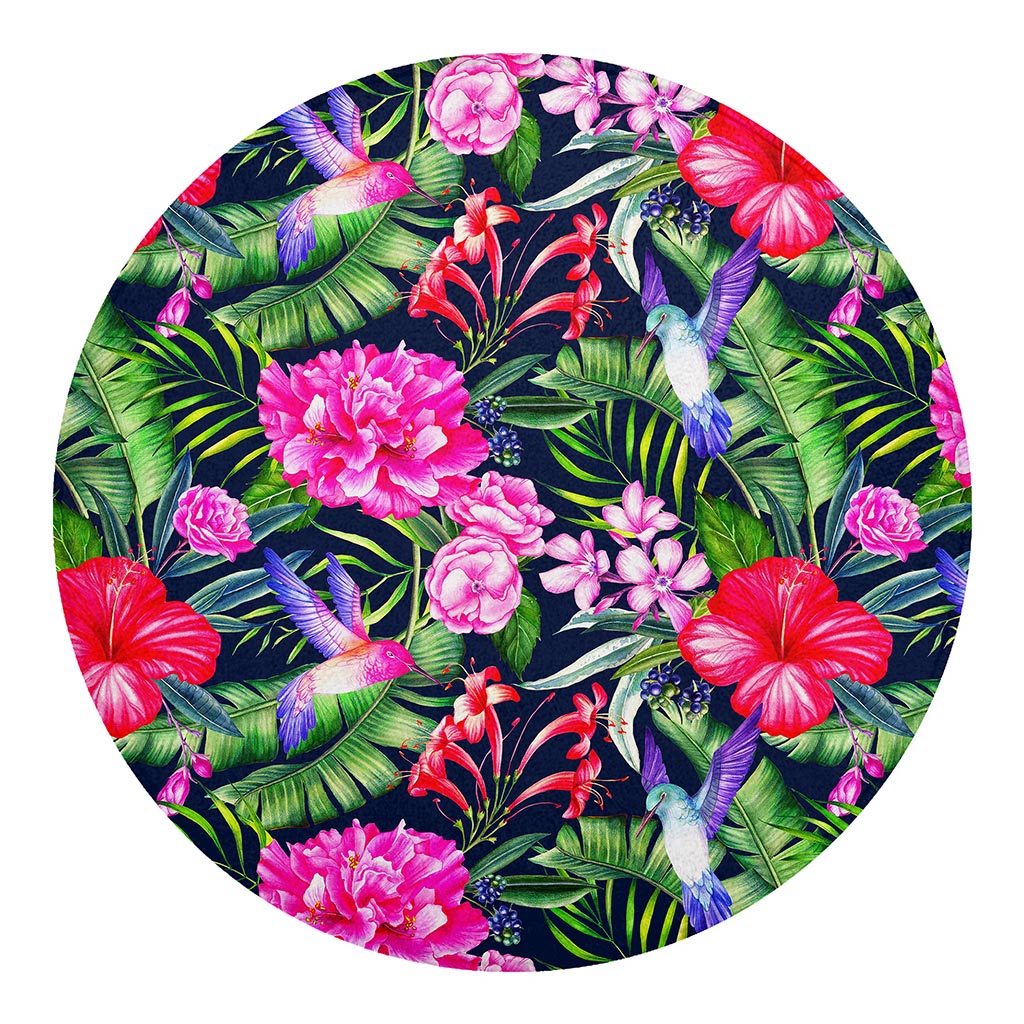 Hawaiian Tropical Birds Pattern Print Round Blanket