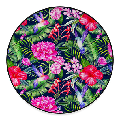 Hawaiian Tropical Birds Pattern Print Round Floor Mat