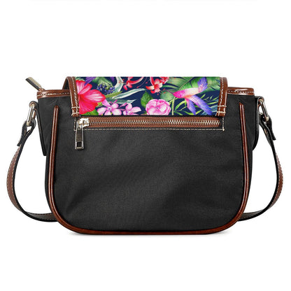 Hawaiian Tropical Birds Pattern Print Saddle Bag
