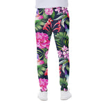 Hawaiian Tropical Birds Pattern Print Scuba Joggers