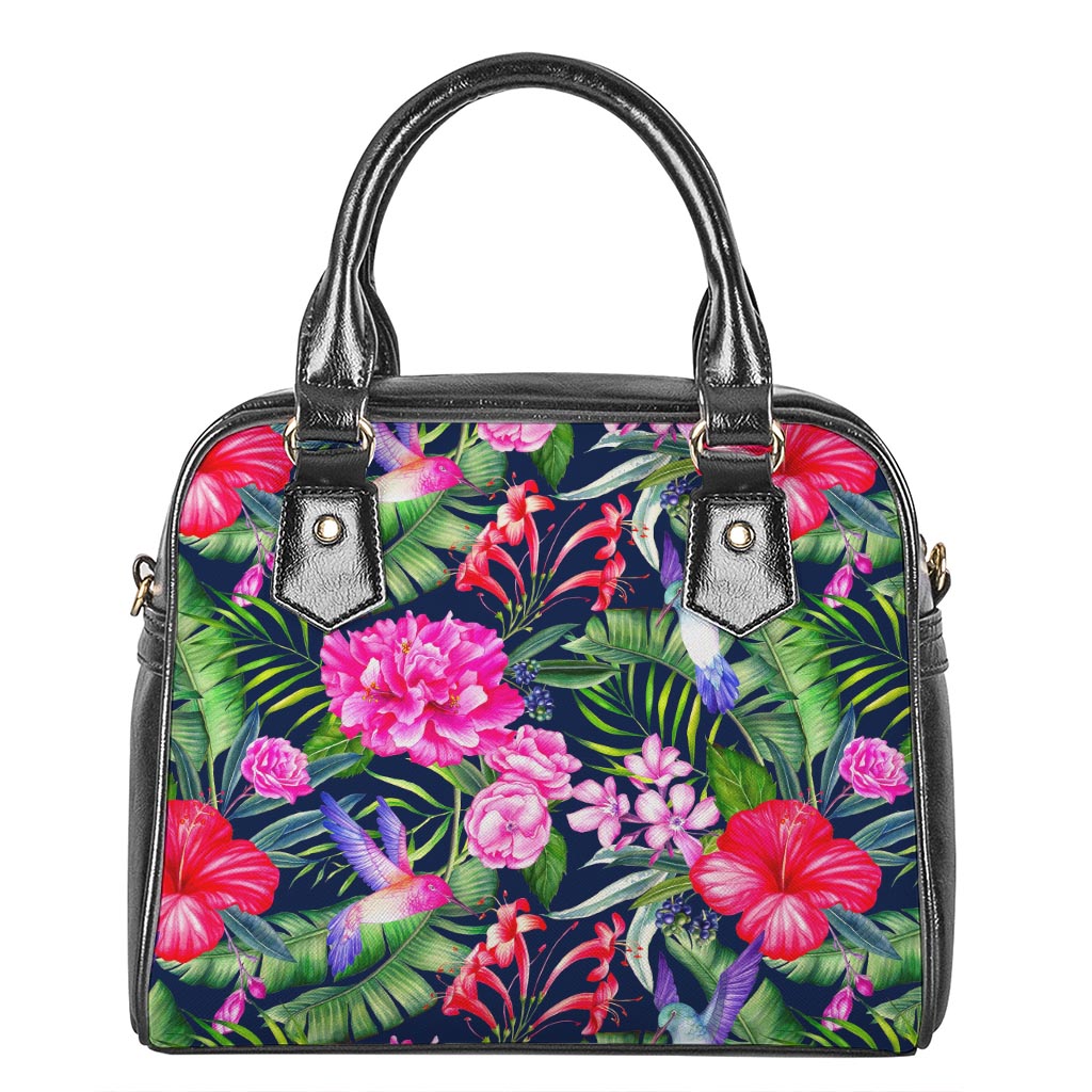 Hawaiian Tropical Birds Pattern Print Shoulder Handbag