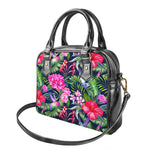 Hawaiian Tropical Birds Pattern Print Shoulder Handbag