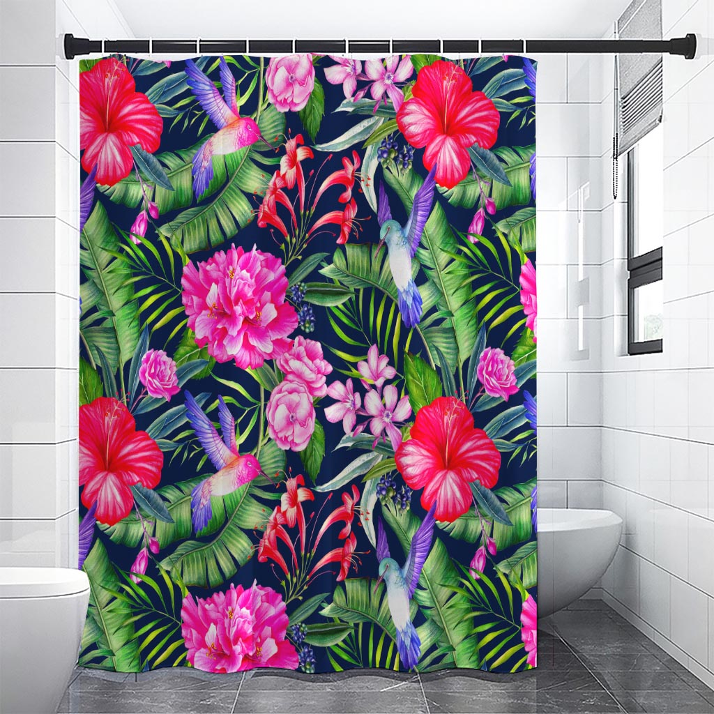 Hawaiian Tropical Birds Pattern Print Shower Curtain
