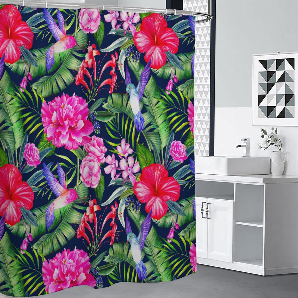 Hawaiian Tropical Birds Pattern Print Shower Curtain