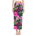 Hawaiian Tropical Birds Pattern Print Side Slit Maxi Skirt