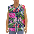 Hawaiian Tropical Birds Pattern Print Sleeveless Baseball Jersey