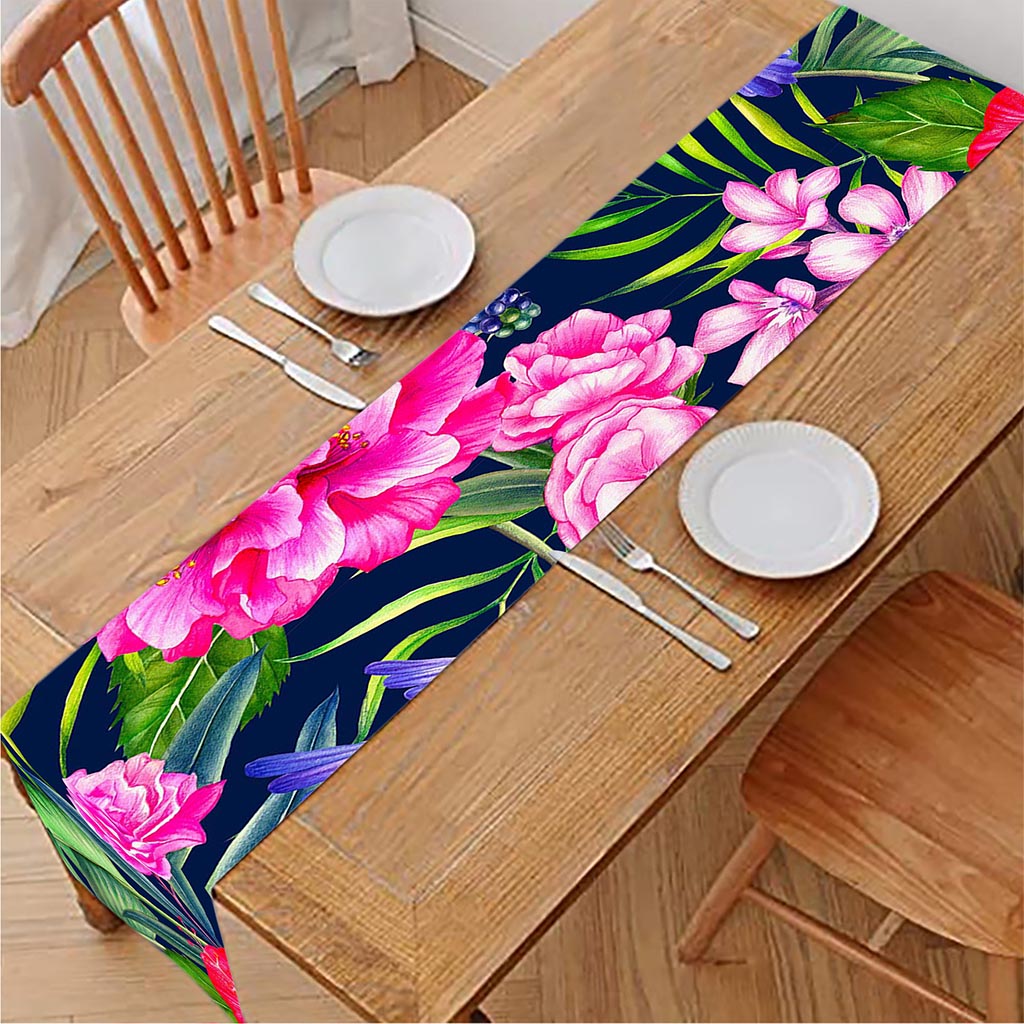 Hawaiian Tropical Birds Pattern Print Table Runner