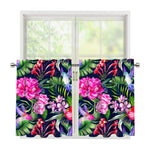 Hawaiian Tropical Birds Pattern Print Tier Curtains