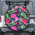 Hawaiian Tropical Birds Pattern Print Tire Cover