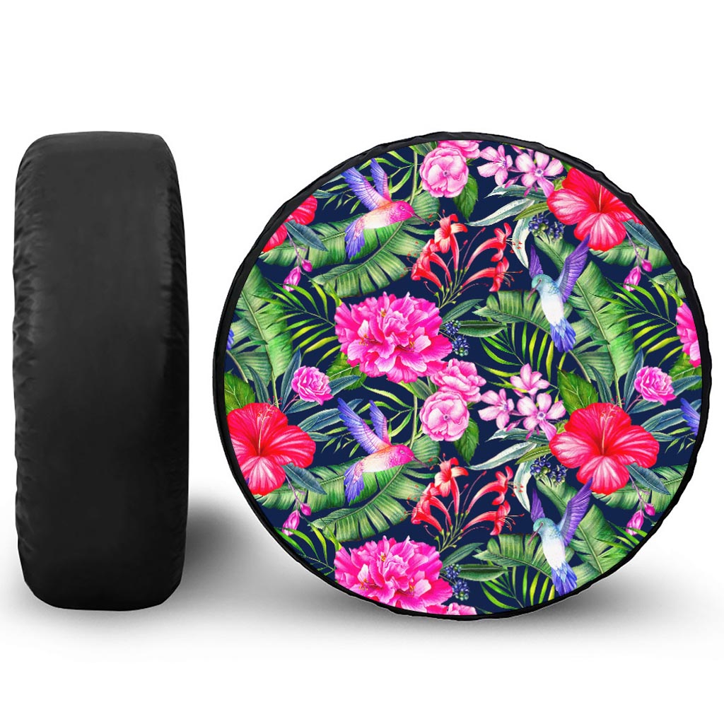 Hawaiian Tropical Birds Pattern Print Tire Cover
