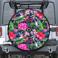 Hawaiian Tropical Birds Pattern Print Tire Cover With Camera Hole