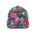 Hawaiian Tropical Birds Pattern Print White Mesh Trucker Hat