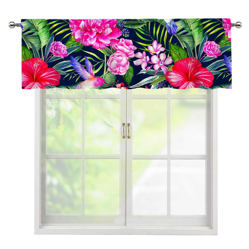 Hawaiian Tropical Birds Pattern Print Window Valance