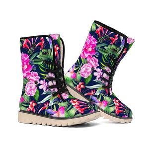 Hawaiian Tropical Birds Pattern Print Winter Boots