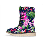 Hawaiian Tropical Birds Pattern Print Winter Boots