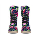 Hawaiian Tropical Birds Pattern Print Winter Boots