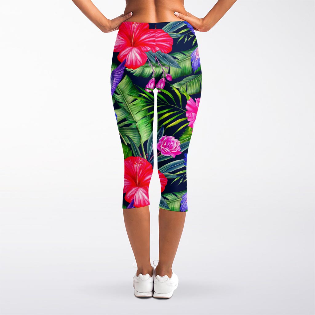 Hawaiian Tropical Birds Pattern Print Women's Capri Leggings