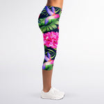 Hawaiian Tropical Birds Pattern Print Women's Capri Leggings