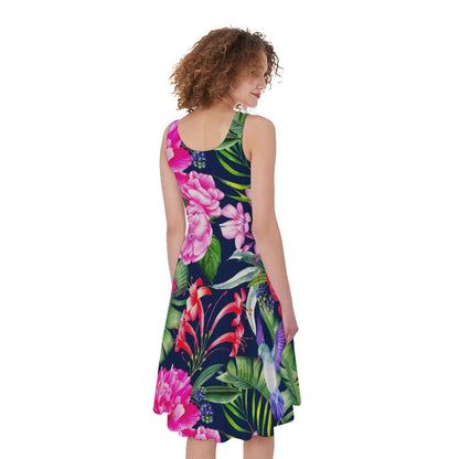 Hawaiian Tropical Birds Pattern Print Women's Sleeveless Dress