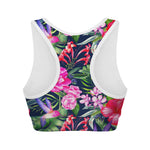Hawaiian Tropical Birds Pattern Print Women's Sports Bra