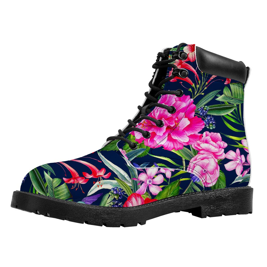 Hawaiian Tropical Birds Pattern Print Work Boots