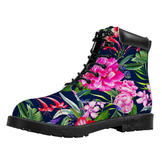 Hawaiian Tropical Birds Pattern Print Work Boots